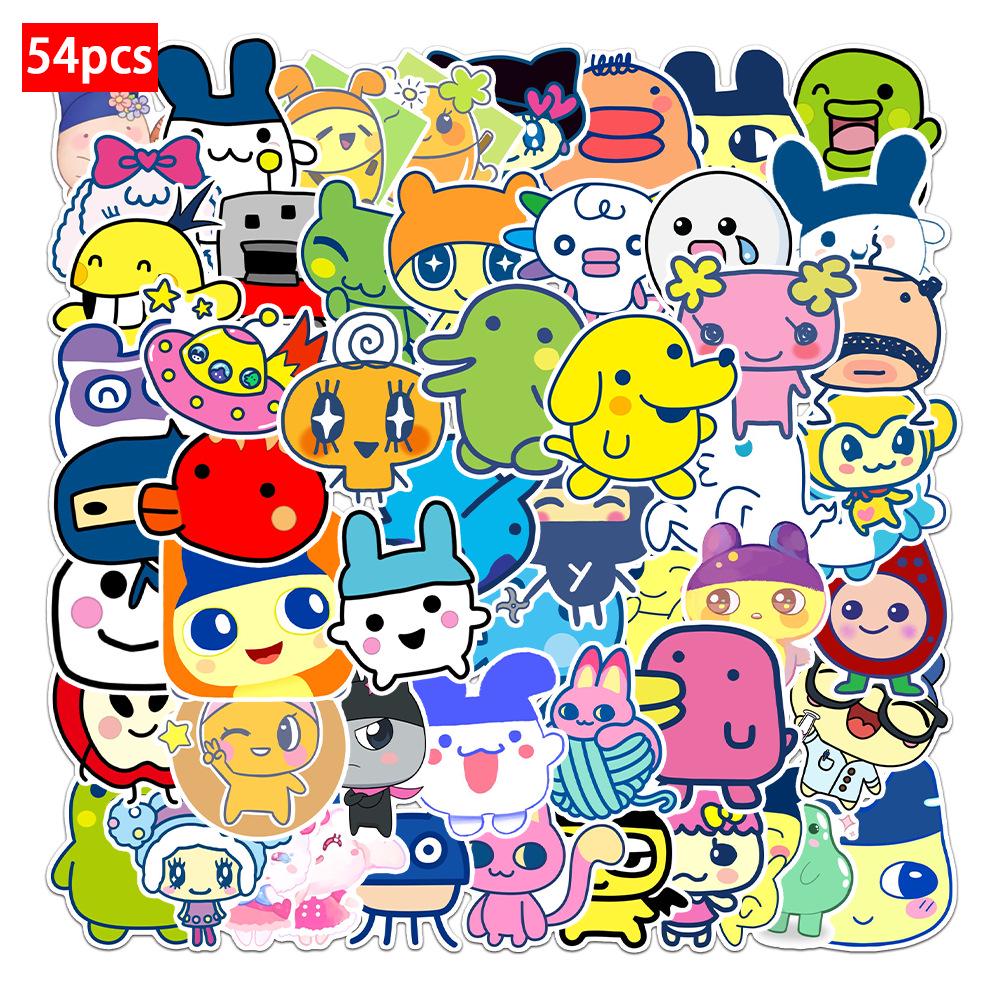 

54 Cute Cartoon Tamagotchi Stickers for Skateboards, Stationery, and Notebooks - DIY Decorative Set