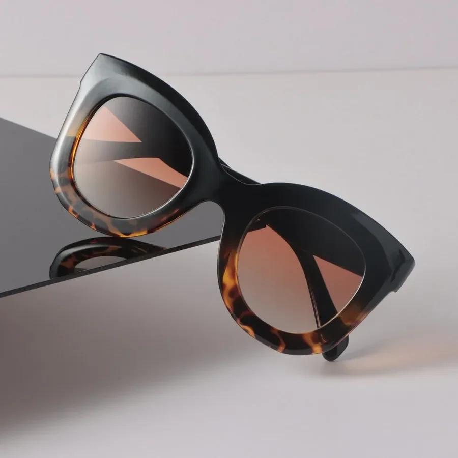 Luxury Sunglasses Women Men Cat Eye Brand Designer Big Frame Black Sun Glasses Trendy Eyewear Unisex Sexy Cool