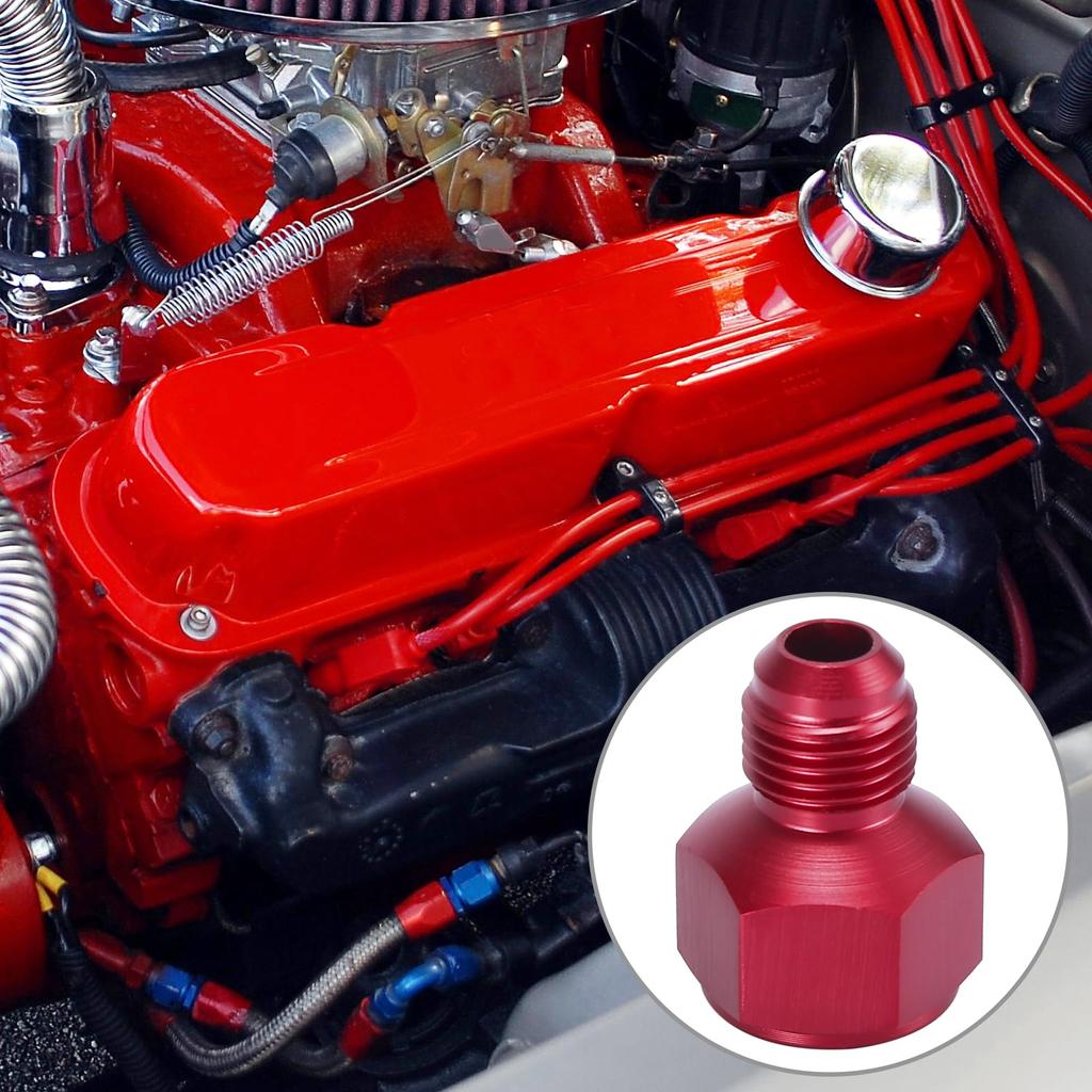 X AUTOHAUX Cooler Fitting Adapter Fitting Automotive Hose End Connector Aluminum Alloy AN8 Female To AN6 Male Red