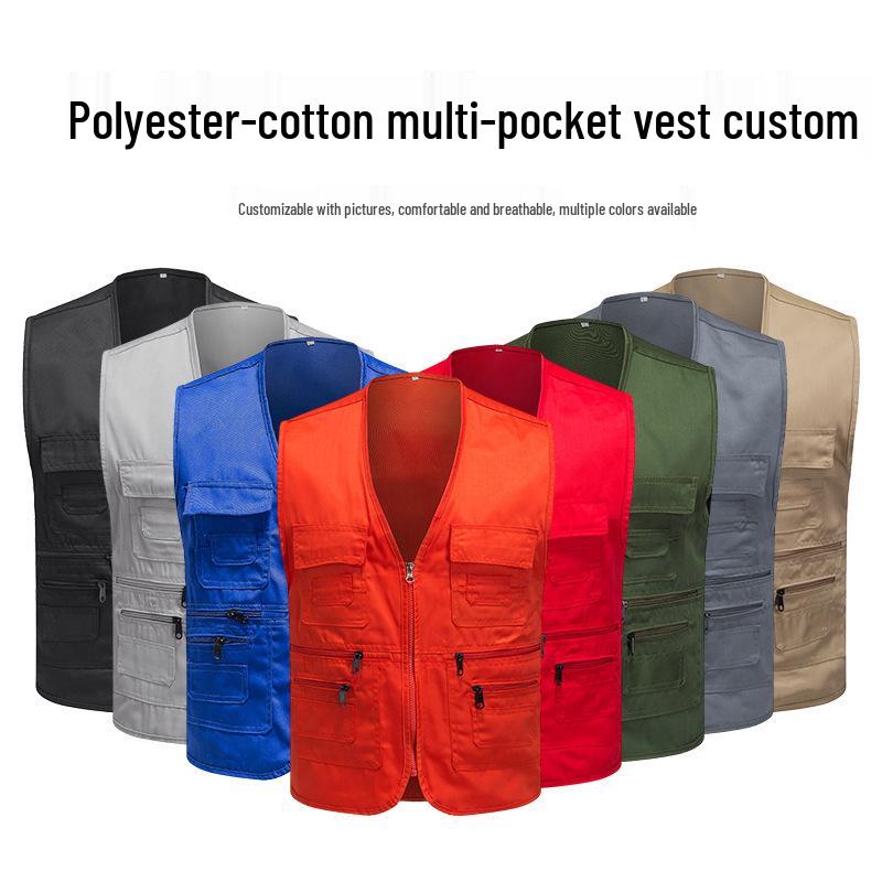 Custom Logo Multi-Pocket Reflective Safety Vest for Photography, Volunteers, and Construction