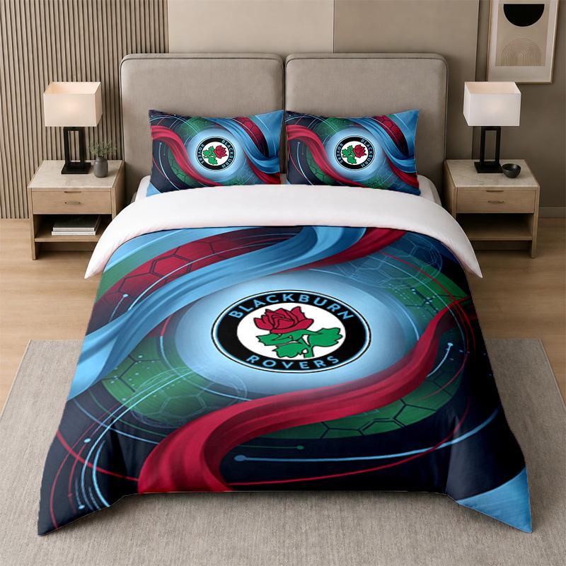 3Pcs Bedding SetBlackburn Rovers Football Soft Bed Sheet and Two Pillowcases Home Bedroom Decor