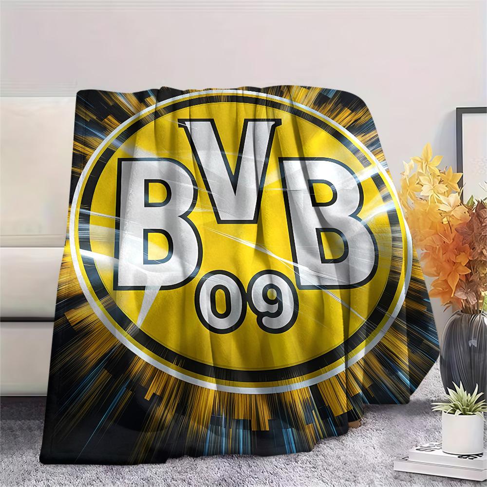 Coperta in Flanella con Stampa Logo Borussia Dortmund, Alta qualità Confortevole per Tutte le Stagioni, Decorazione per la Casa, Calore e Comfort, Perfetta per Regali di Natale
