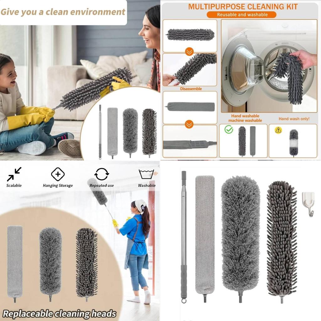 Ausziebares Federwedel-Bürsten-Set Mit Teleskopstiel Für Die Haushaltsreinigung Und Staubentfernung