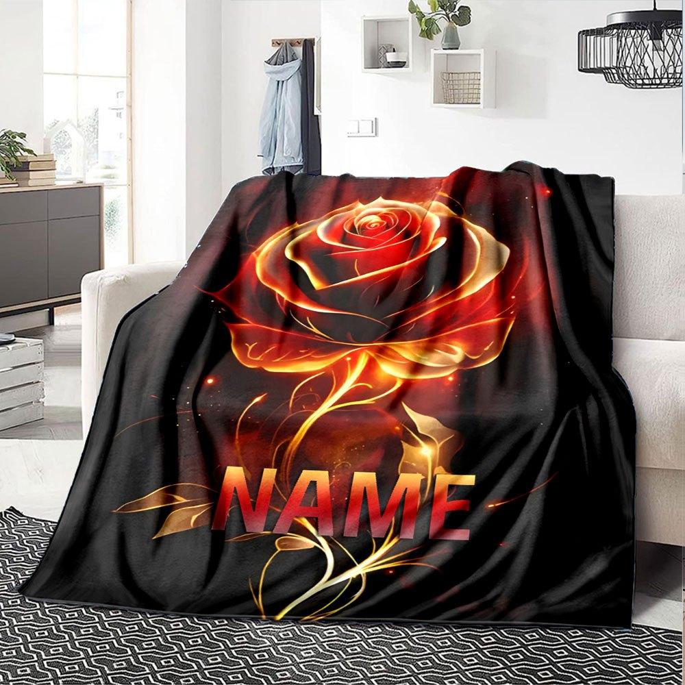 Fiery Rose Home Customize Your Name Blankets Soft Comfortable Lightweight Allseason Multiuse Throw Perfect For Couch Office Bed Living Room Picnic