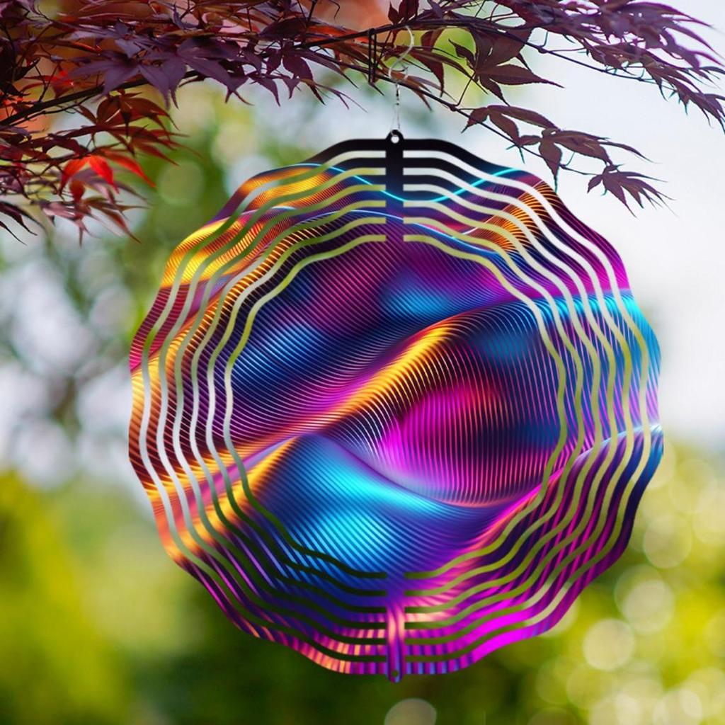 10 Inch Metal Wind Chime with Swivel Hook Vibrant Iridescent Reflective Design for Garden Patio Decor All Season Gift