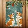 1ks Vintage vánoční Corgi kovový plechový znak, rustikální železná nástěnná dekorace pro posilovnu, kavárnu, garáž, restauraci, domov, lesní zahradu, vnitřní i