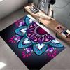 Area Rug, Mandala Flower Purple Teal Pink Corner Dark Print, Living Room Decor, Non-Slip Mat