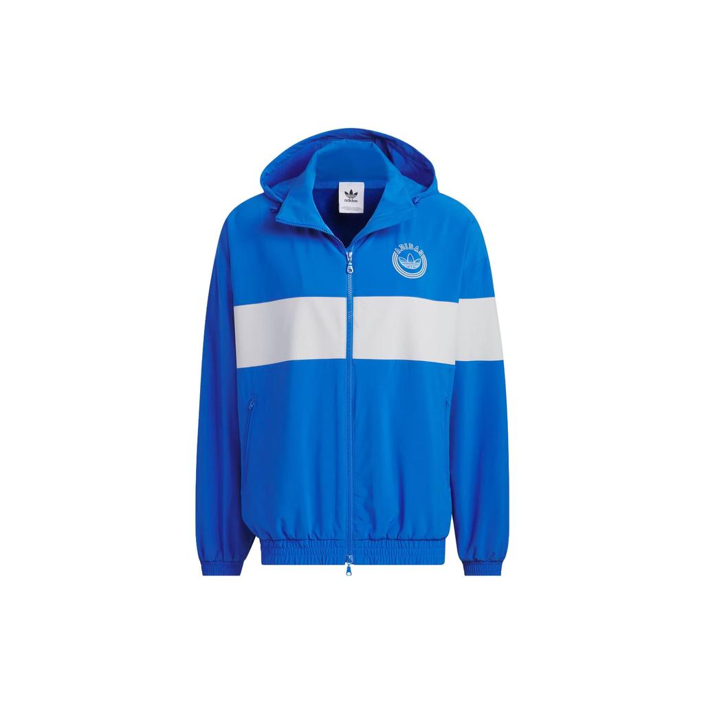 Adidas Originals Clover Rifta Windbreaker Patchwork Sports Hooded Jacket Men Outerwear Blue IU4794