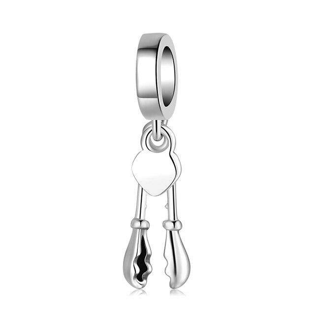 Breloques Perles Accessoires en Argent Sterling 925 pour Ustensiles de Cuisine S'adapte aux Bracelets DIY Originaux Bijoux