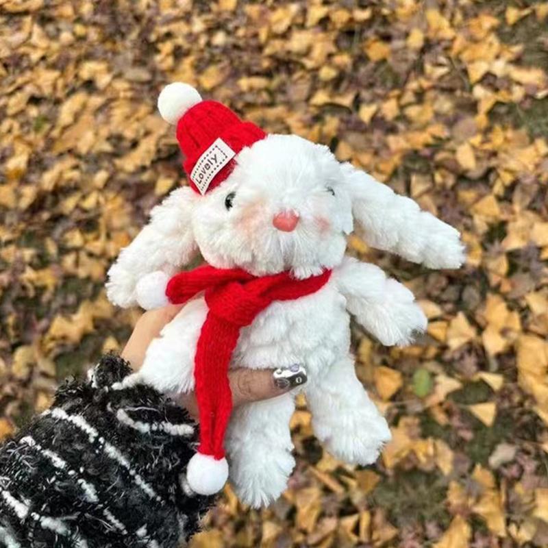 Kawaii Flauschiger Hase Schlüsselanhänger Cartoon Hase Puppe Anhänger Weicher Tier Schlüsselanhänger Niedliche Rucksack Dekoration Zubehör Geschenke