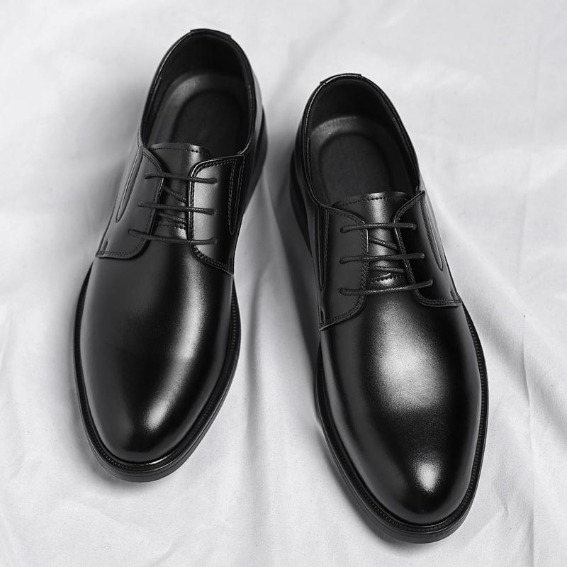 Fashion Men's formal leather shoes Classic minimalist gentleman style Daily office outdoor leisure business Men's wedding Black shoes