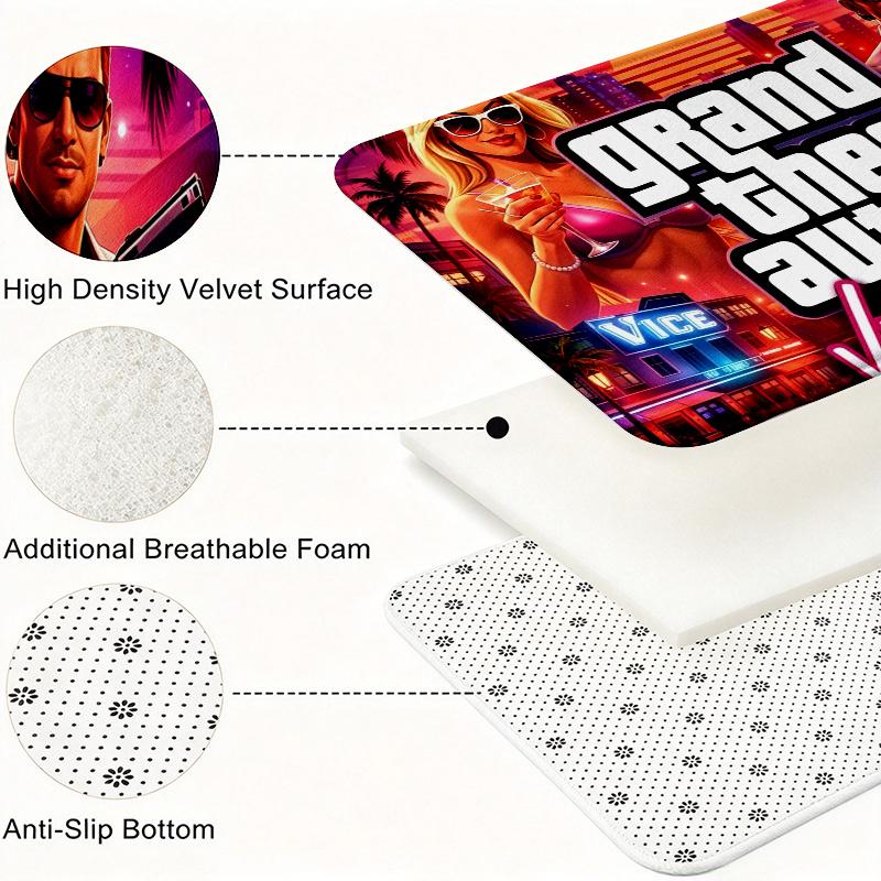 Grand Theft Auto2 Flannel Kitchen Mat Christmas Soft Area Rug Non Slip Floor Carpet Home Decoration