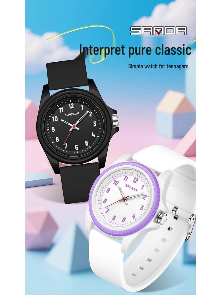 Sanda Unisex Waterproof Quartz Watch for Students - Simple, Versatile Design for School and Exams
