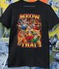 Meow Thai Shirt Muay Thai Cat Meme Ironic Martial Arts Cat Bootleg Tee