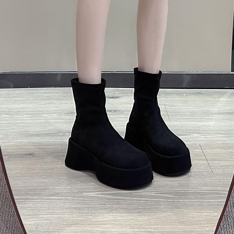 Women's Thin Fashion Versatile Soft Elastic Comfortable Ankle Boots Shock Absorption Non-slip Casual Sports Martin Boots