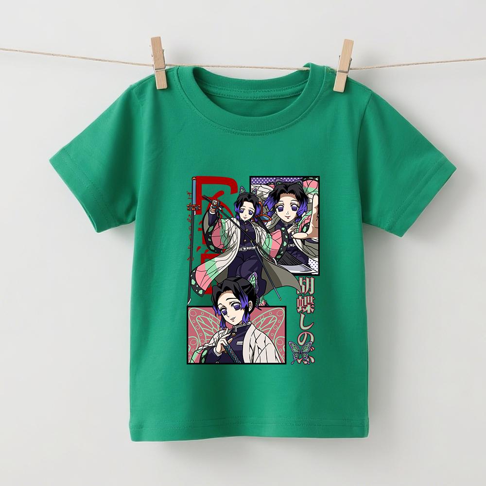 Demon Slayer Shinobi Anime Print Boys Girls Cotton Short Sleeve Kids T Shirt Summer Casual Soft Wear Top