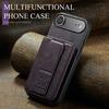 FIERRE SHANN 024 For iPhone Air Case Card Holder Kickstand Waxy Texture Leather + TPU Phone Cover