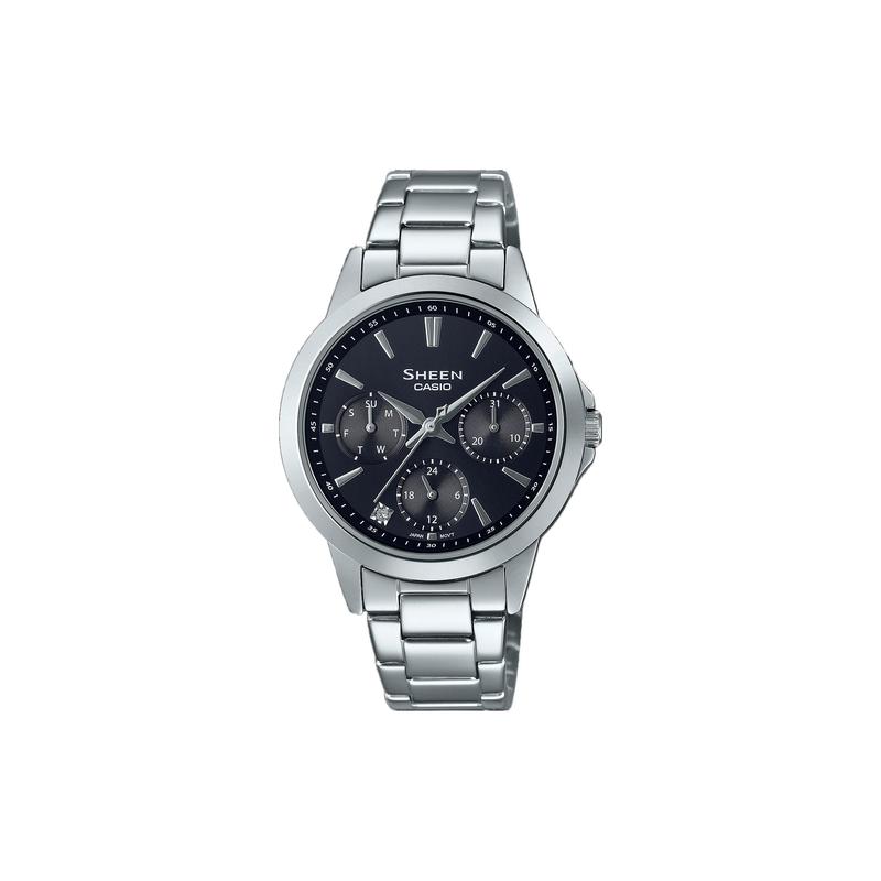 Casio CASIOSHEEN series waterproof casual quartz movement stainless steel strap Japanese and Korean watch women's watch black dial SHE-3516D-1A