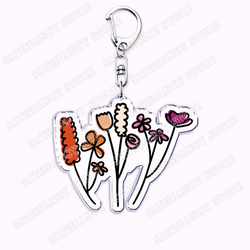 Fleur de Fierté Lesbienne Porte-clés LGBTQ pour Femmes Accessoires Sac Gay Queer Bisexuel Asexuel Bijoux Fans Amis Cadeaux black