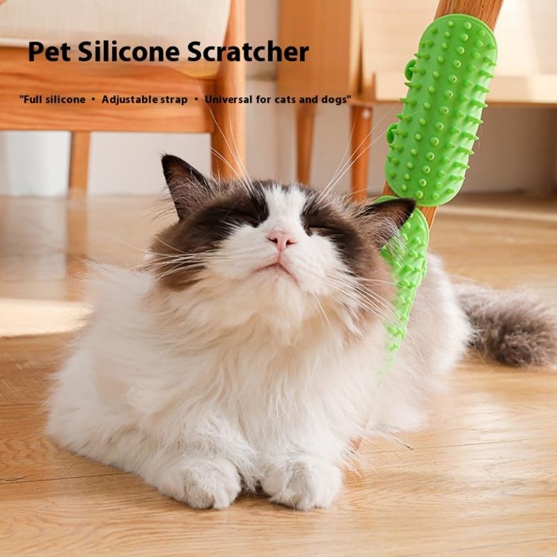 3PCS Cats Grooming Tool SelfCleaning Scratcher Brush Soft Silicone Bristles Massage Tool For Reducing Shedding Balling