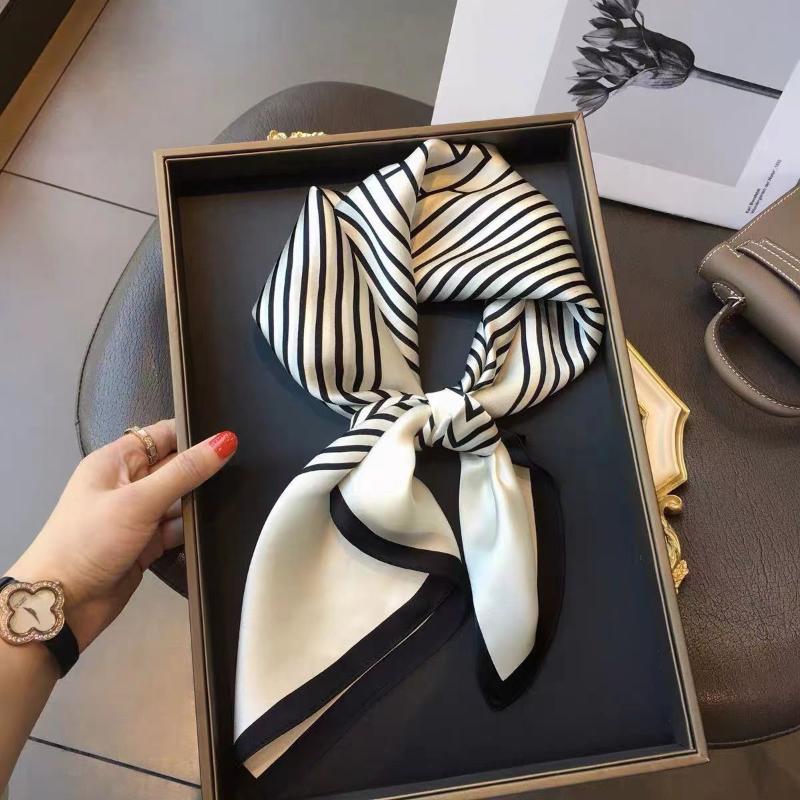 Silk Feeling Scarf Square Satin Head Scarf for Women