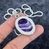 Chevron Amethyst Gemstone 925 Sterling Silver Jewelry Pendant 1.89" M-2903