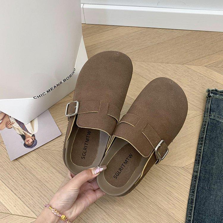 

Thick-soled fashion bag head half slippers women s outer wear 2025 summer new heightening retro versatile Boken half-tray shoes 35