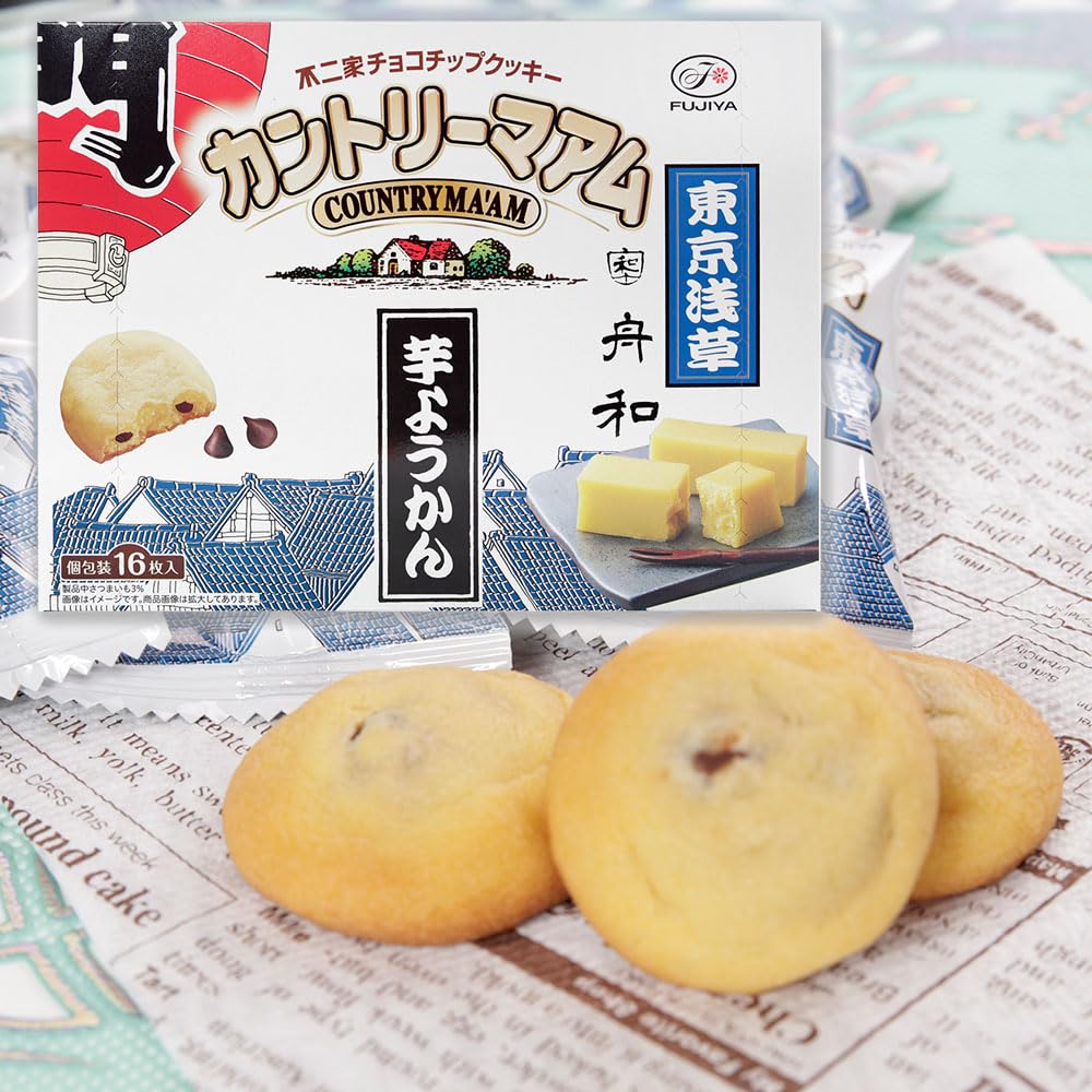 Fujiya FUJIYA Chocolate Chip Cookies Country Ma'am 2019 Tokyo Limited Edition Asakusa, Tokyo Sweet Potato Yokan, Tanwa Cookies, 16 Cookies