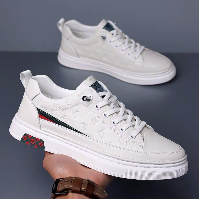 New Trendy Little White Shoes Board Shoes Invisible Height Increase Men's Shoes Casual Shoes Leather Shoes Soft Sole Soft Surface