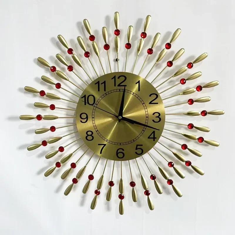 Black Golden Retro Style Wall Clocks Circular Raindrop Metal Ironwork Background Home Furnishings Living Room Bedroom Decorate