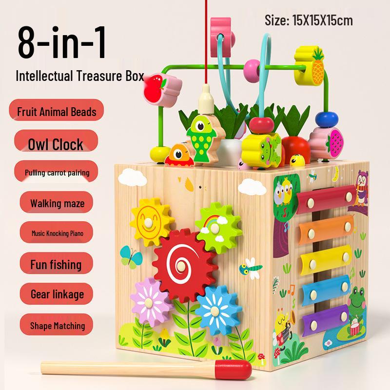 8-in-1 Wooden Multifunctional Fishing Maze & Piano Puzzle Box