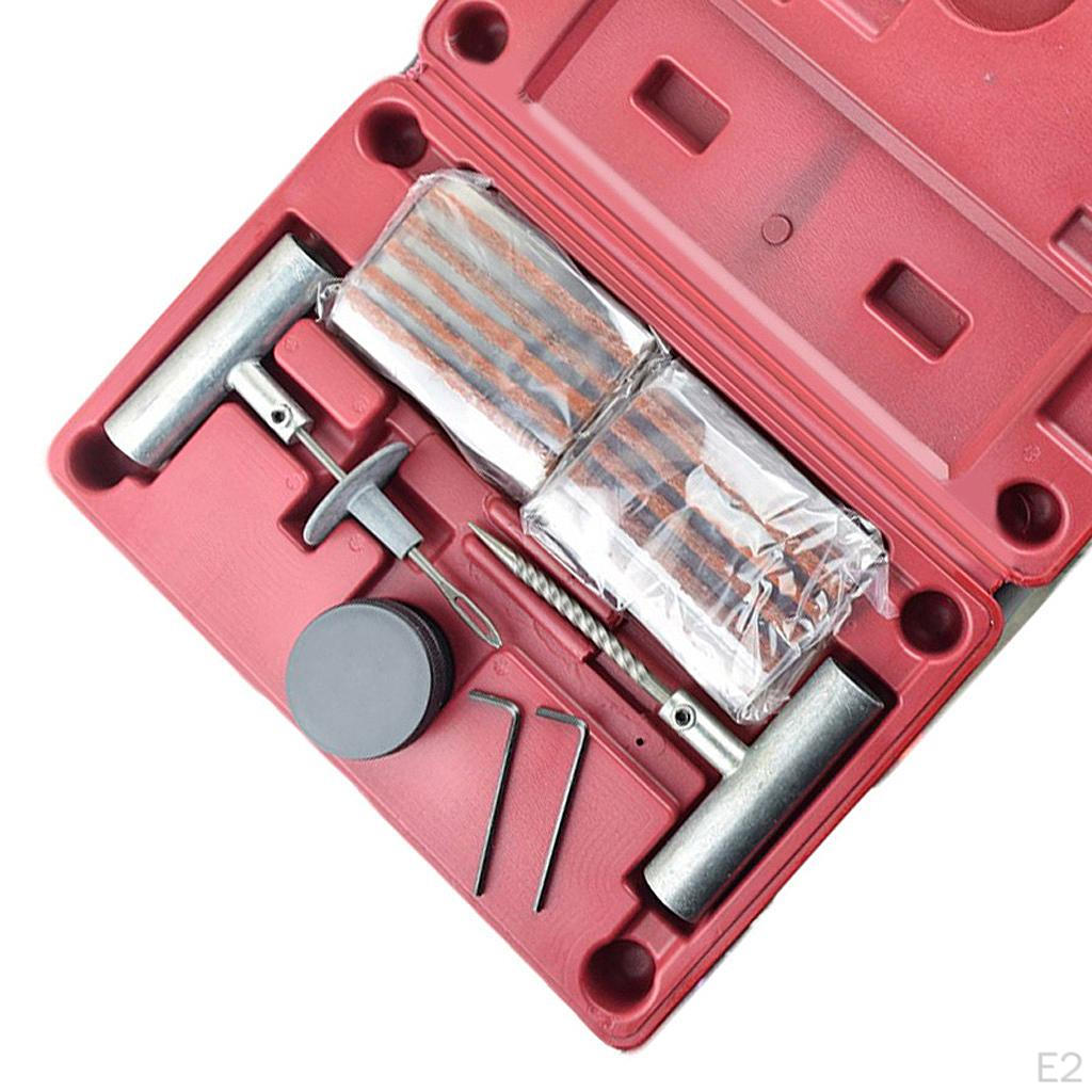 Herramienta de Emergencia para Neumáticos Tubeless de Coche y Moto Kit de Reparación de Pinchazos Juego de Tapones para Neumáticos