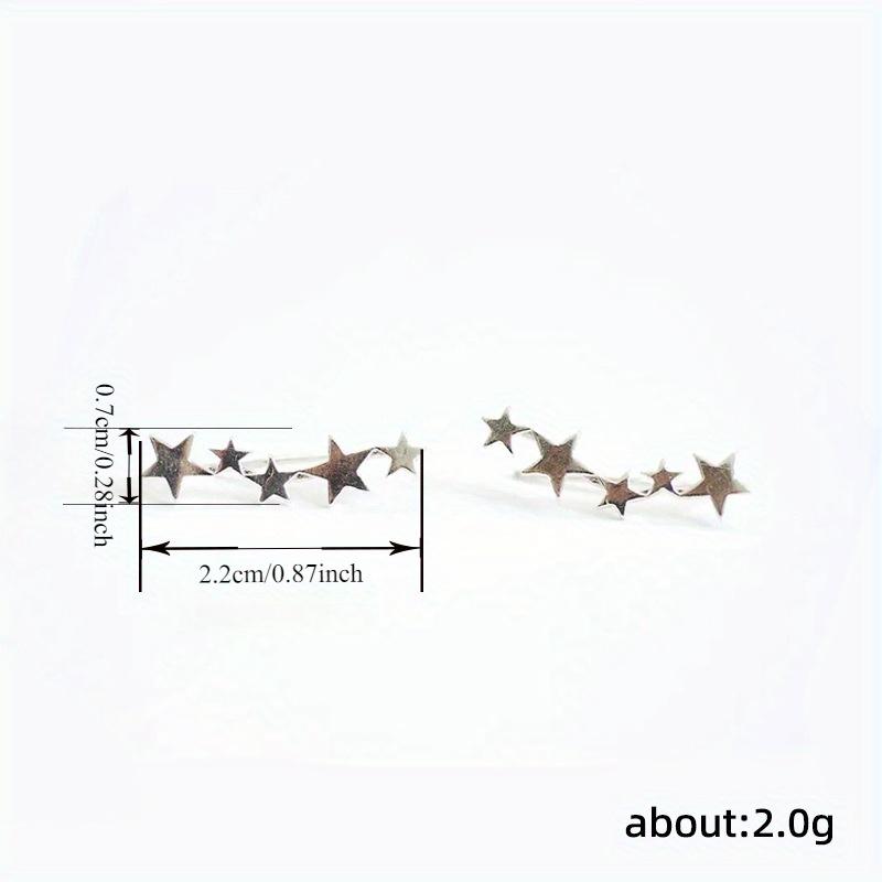 Gold Plated Star Climber Earrings, Five-Star Crawler Stud Earrings, Delicate Constellation Ear Cuff Earrings for Women