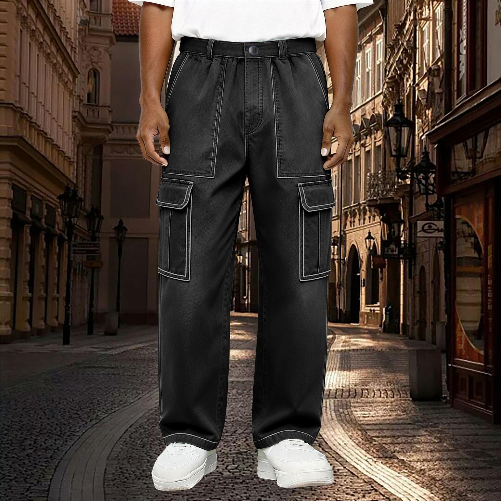 Мужские брюки на резинке Повседневный крой Брюки S чёрный