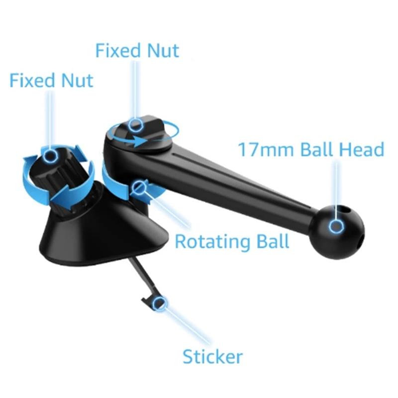 Adhesive Mounting Base 17mm Ball Joint Phone Stand Adapter Adjustable Viewing Angle For Car Phone Holder