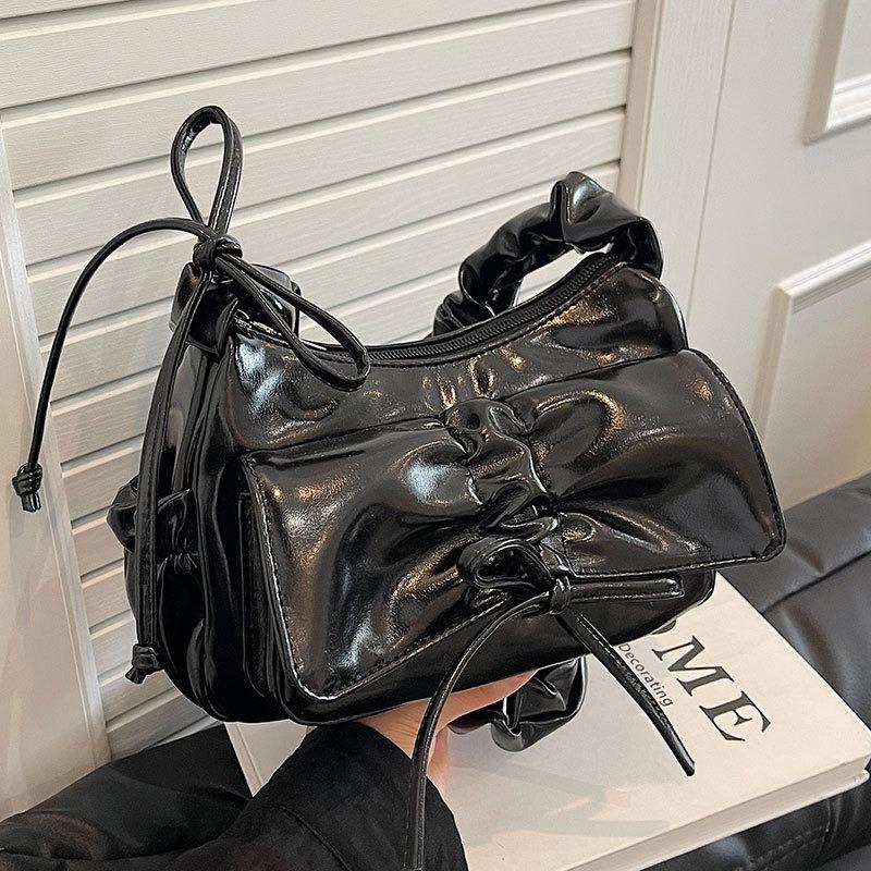 Premium-Tasche Damen neue Mode plissierte Schleife Achseltasche vielseitige Schultertasche