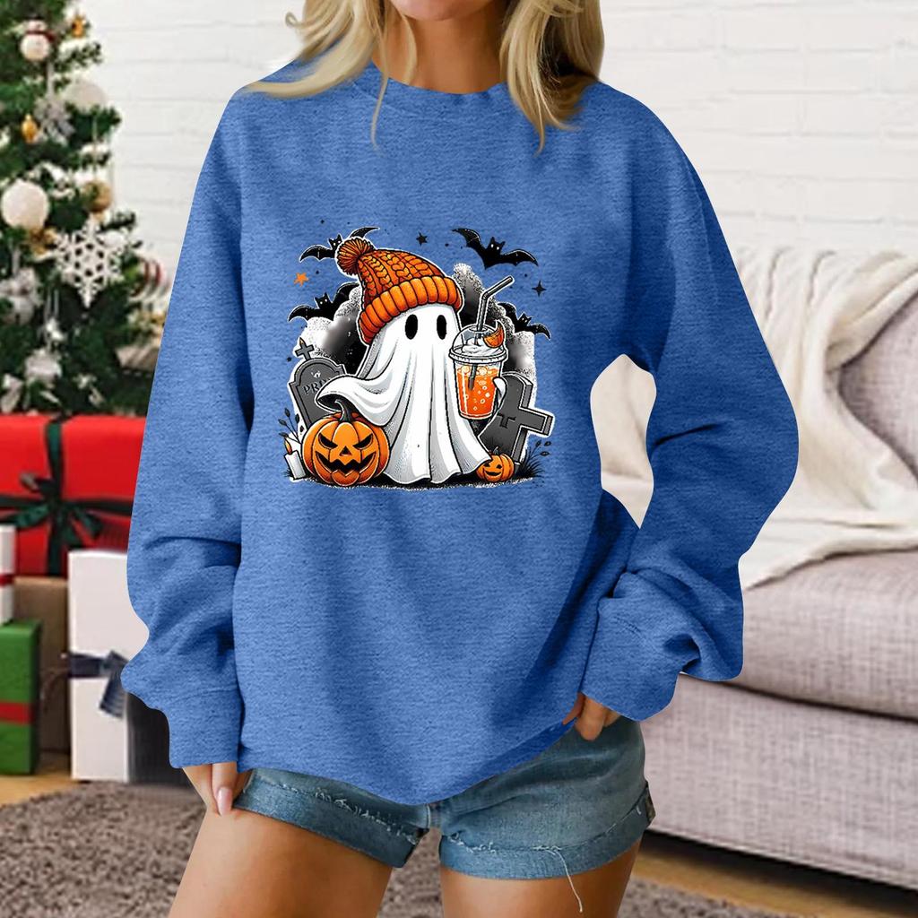 Damen Mode Lässiger Halloween bedruckter Pullover