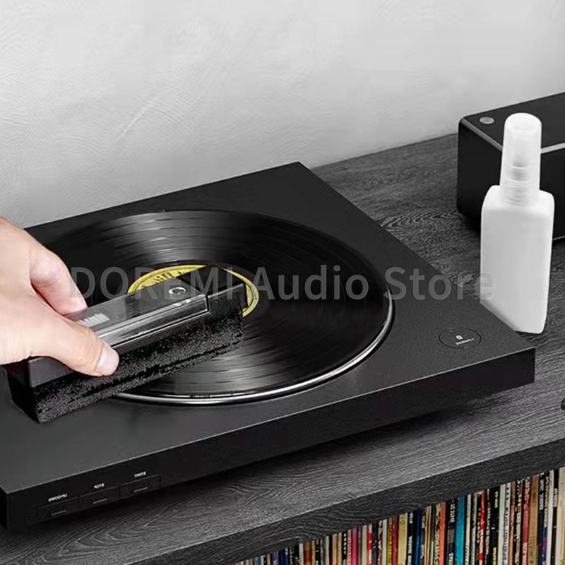 Vinyl Record Player Cleaning Brush Anti-Static Dust-proof CD/LP Cleanr Kit Velvet Brush Set for Turntable Needle Phonograph