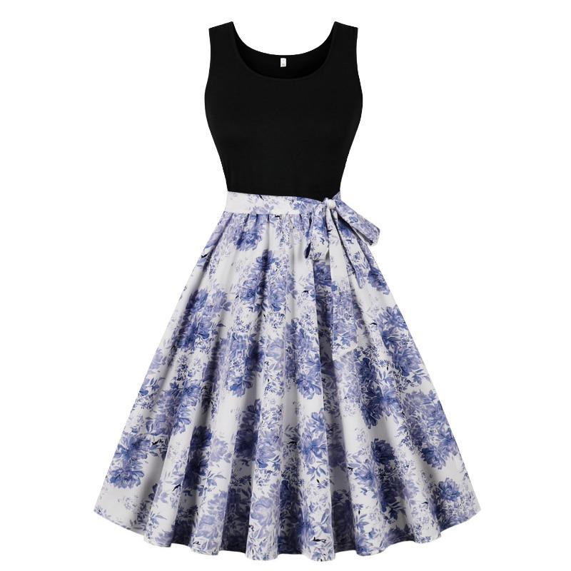 Summer new retro vest collar sleeveless black spelling print pendulum jumpsuit