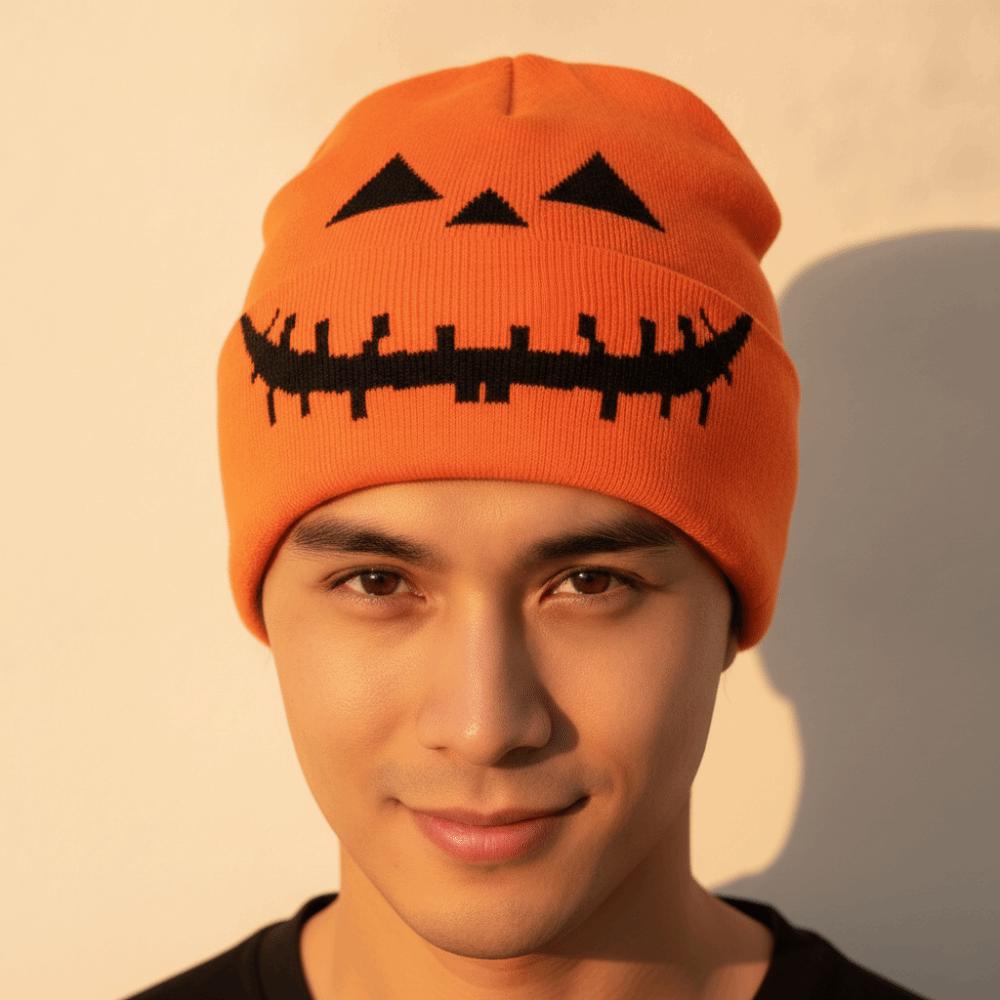 Pumpkin Orange Halloween Knitted Cap Knitted Fabric Hip Hop Skullcap Pumpkin Beanie Hat Teens