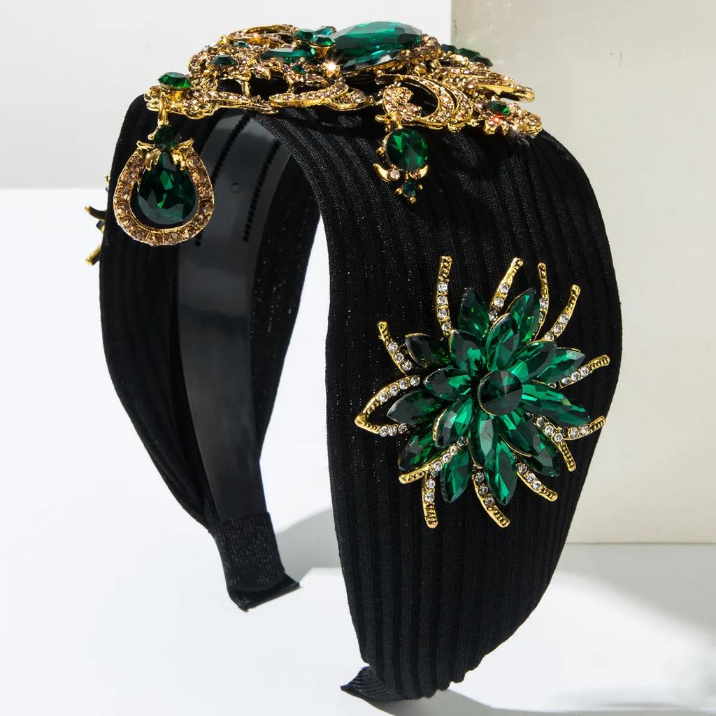 European and American Heavy Industry Luxury Diamond-encrusted Flower Headband Ethnic Style High-end Ball Hair Accessories