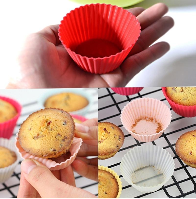 10 pcs Mini Silicone Soft Cake, Chocolate Cake Muffin Liners Baking Cup Mold Random Color ARI