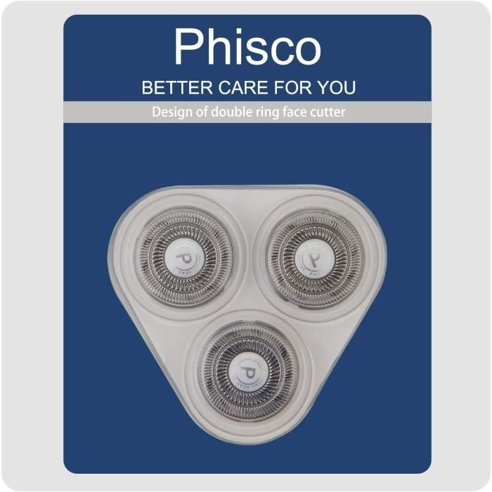 Phisco Pack De 3 Têtes De Rasoir Rotatives Pour Phisco Rasoir Electrique Homme