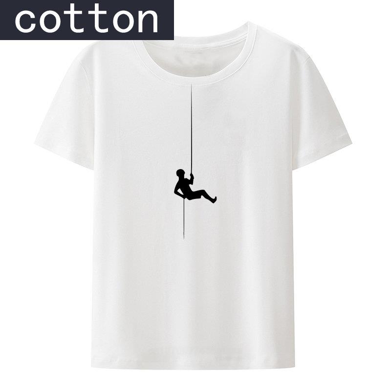 Rock Climbing Cotton Y2k Tshirts Climbing Mountaineering Cool Print Breathable Comfortable Unisexs Clothes Streetwear Summer Style