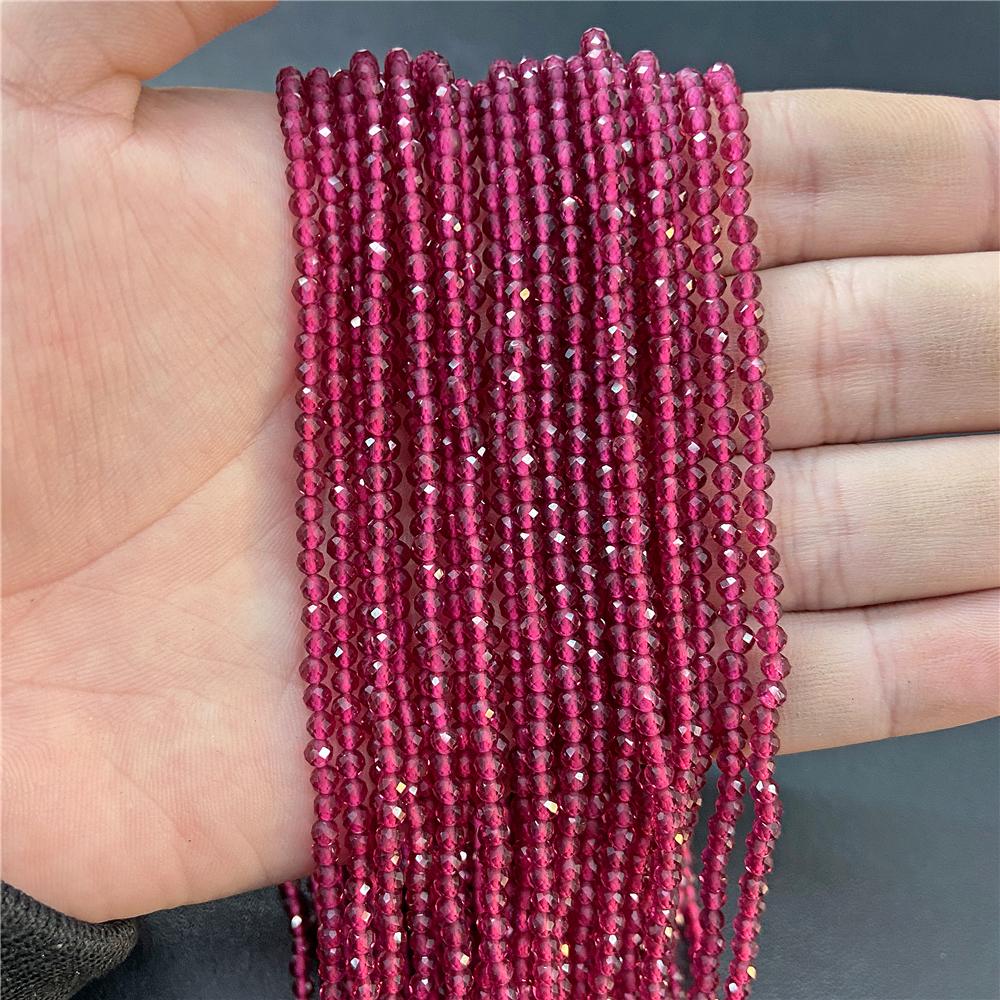 Faceted Natural Stone Pink Rose Quartzs Crystal Beads Round Amethysts Loose Beads for DIY Jewelry Making Necklace