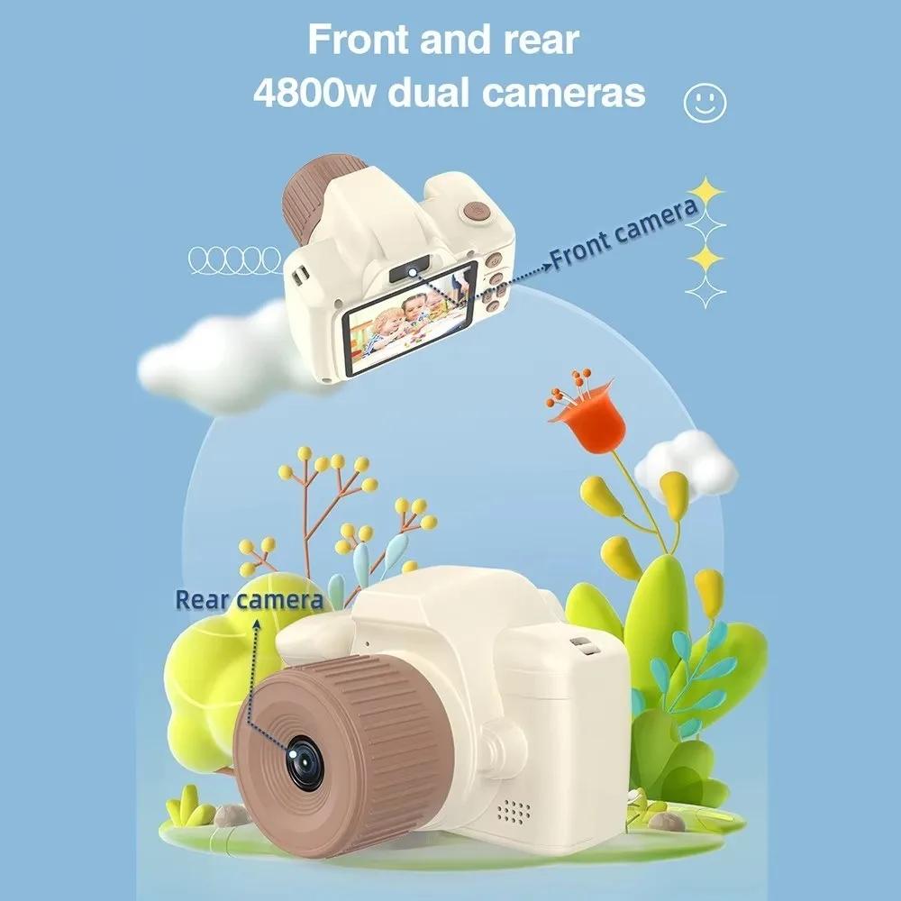 Kids Mini Camera Long Lens Cartoon Toys For Girls Boys Birthday Gifts 1080P 2.4 Inch Screen Photo Record Life Child Camera Toys