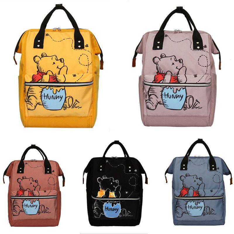 Pooh Bear Mommy Bag Printed Backpack For Mothers And Babies Large Capacity Travel Backpack