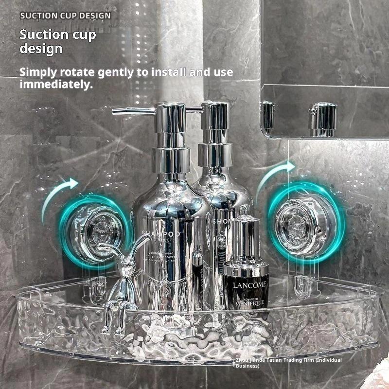 1/2Pcs Plastic Suction Cups Shower Shelves Punch-Free Rectangular/Triangular Shower Storage Rack Removable Draining