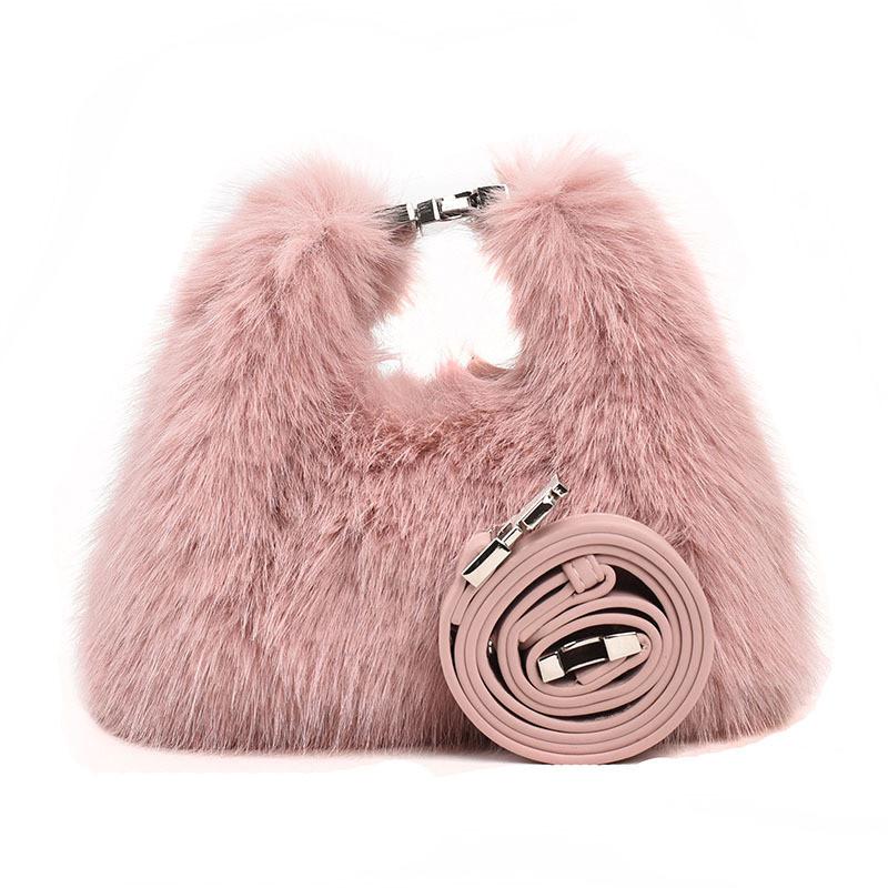 Popular Furry Handbag Women 2023 New Mini Crossbody Bag Urban Simple Plush Cloud Bag розовый