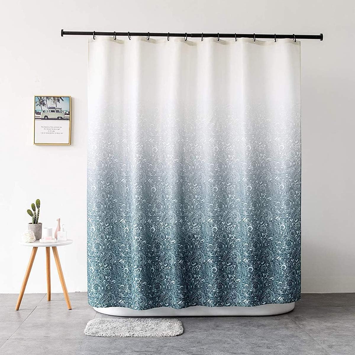 

Занавеска для душа Полиэстеровая ткань Машинная стирка Занавеска для ванной комнаты Защита от плесени Водонепроницаемые занавески для ванны с 12 крючками 180x200 180*180cm темно-синий